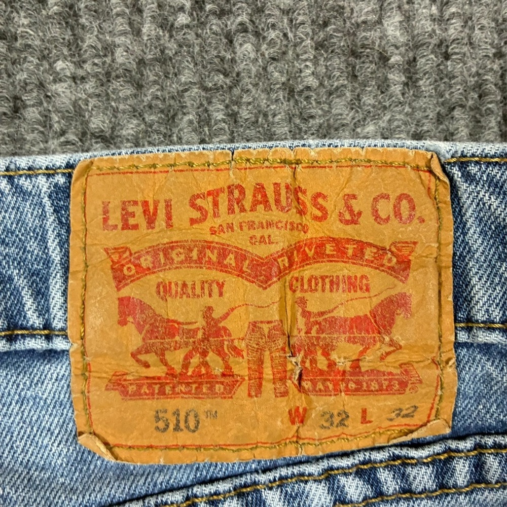 Levi's 510 Mens Skinny Jeans Size 32x32 Light Wash Stretch Denim Mid Rise - Picture 6 of 13